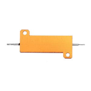 1R 50W Watt Load Resistor Aluminum Wire Wound Golden - a rectangular orange metal-housed resistor with two mounting tabs and wire leads on each end.