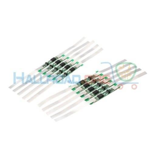 1s 3A 3.7V Li-ion BMS Pcm Protection Board With Wire For 18650 Lithium Lion Battery - two sets of green circuit boards with attached metal connection strips.
