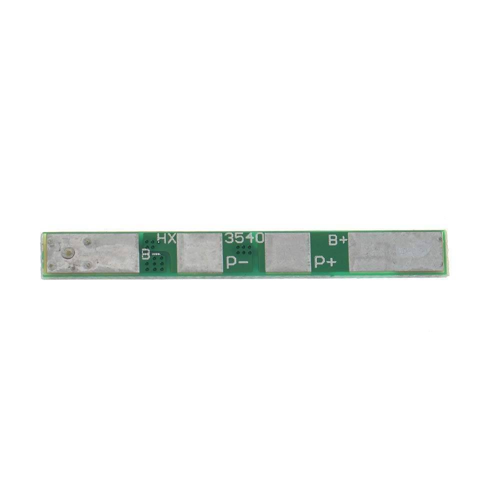 1s 4A BMS Module For Li Ion Batterey 259-fdc-3540 - a rectangular green circuit board with four metal contact pads labeled B-, P-, P+, and B+.