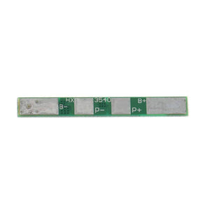 1s 4A BMS Module For Li Ion Batterey 259-fdc-3540 - a rectangular green circuit board with four metal contact pads labeled B-, P-, P+, and B+.