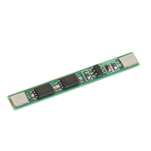 1s 4A BMS Module For Li Ion Batterey 259-fdc-3540 - a green rectangular circuit board featuring two 8205A chips, two resistors, and two contact pads.