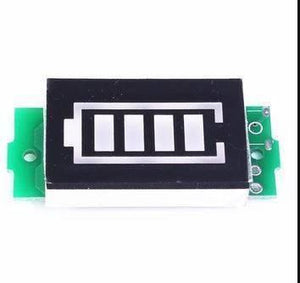 1s Lithium Battery Capacity Indicator - a black rectangular display with a four-segment white battery icon on a green circuit board.