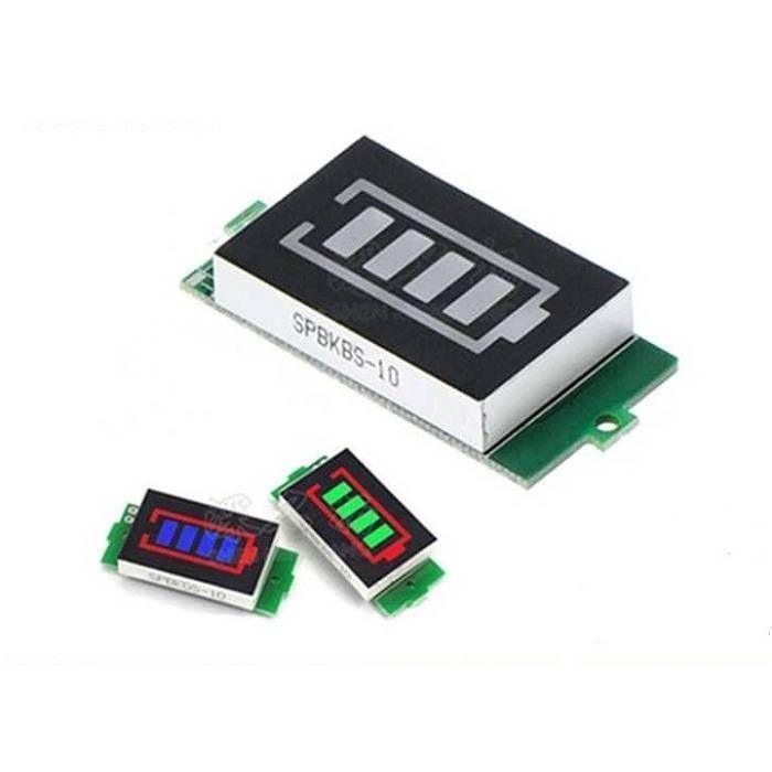 1s To 8s Adjustable Lithium Battery Fuel Gauge LED Display Battery Capacity Indicator Board Module - one large unit and two smaller units with blue and green battery level icons.