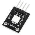 1watt RGB LED Module Ky 009 - a black rectangular circuit board with a central LED and four labeled pin connectors for -, R, G, and B.