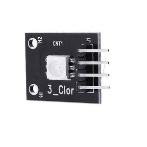 1watt RGB LED Module Ky 009 - a black square circuit board with a central RGB LED and a four-pin connector on the right side.