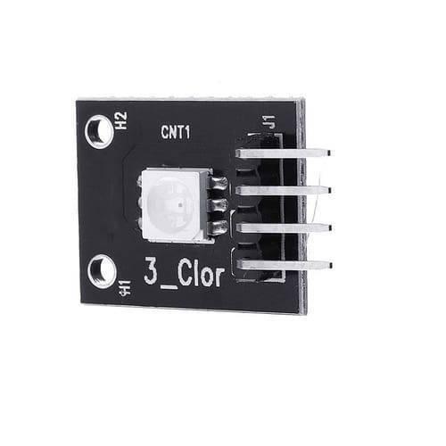 1watt RGB LED Module Ky 009 - a black square circuit board with a central RGB LED and a four-pin connector on the right side.