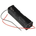 1x 18650 Battery Cell Holder - a black plastic battery case with a metal spring contact and red and black wire leads.