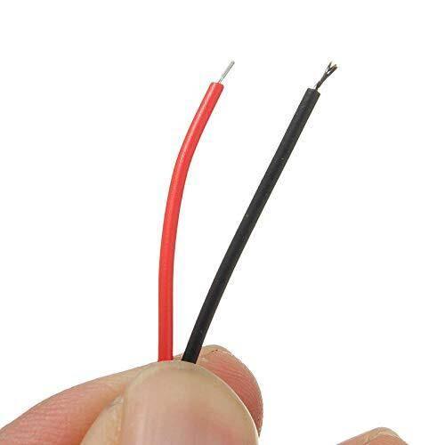 1x 18650 Battery Cell Holder - close-up of the red and black wire leads held by fingers.