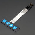 1x4 Keymatrix Key Matrix Membrane Switch Control Panel Keypad Keyboard - a black rectangular panel with four blue buttons numbered 1 to 4, connected to a five-pin header.