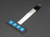1x4 Keymatrix Key Matrix Membrane Switch Control Panel Keypad Keyboard - a black rectangular panel with four blue buttons numbered 1 to 4, connected to a five-pin header.