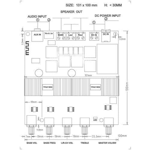 2.1 Channel Audio Stereo Equalizer Bluetooth Hifi Power