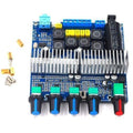 2.1 Channel Audio Stereo Equalizer Bluetooth Hifi Power Subwoofer Amplifier Board TPA3116D2 - circuit board with a heatsink, five knobs, and accessories.