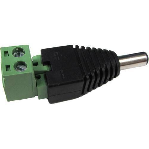2.1mm DC Power Barrel Plug Jack Socket Connector Adapter With Terminal Block AC-7 - shown as a black and green connector with a screw terminal block.