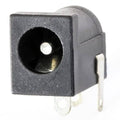 2.1x5.5mm DC Jack PCB Mount Internal Barrel Connector - a black plastic DC power jack with a central metal pin and three silver-colored terminal pins.