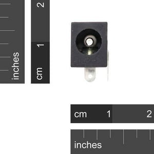 2.1x5.5mm DC Jack PCB Mount Internal Barrel Connector - shown as a top-down close-up view with a black plastic housing and a metal pin terminal.