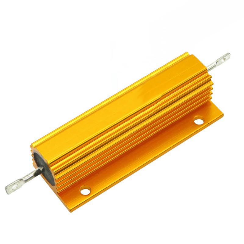 2.2R 50W Watt Load Resistor Aluminum Wire Wound Golden - a gold-colored, rectangular, finned aluminum-housed resistor with two metal terminal tabs.