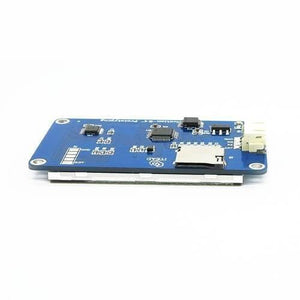 2.4 Inch Nextion TFT HMI LCD Touchscreen NX3224T024 - shown from a side angle, displaying the blue circuit board, SD card slot, and white connector port.