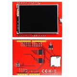 2.4 Inch TFT LCD Shield For Arduino ESP32 Solar Inverter - shown from the front with a black display and from the back with pin headers and an SD card slot.