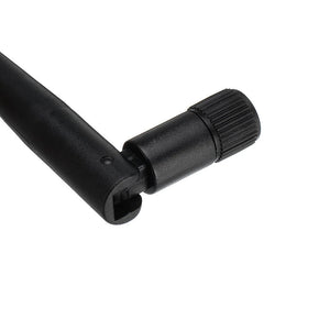 2.4GHz 3dBi WiFi Antenna SMA Foldable Router Antenna - a close-up of the black plastic hinge and the threaded SMA connector.