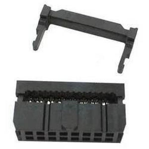 2.54mm 16 Pin Female Frc/IDC Press Mount Flat Ribbon Cable Connector - a black plastic connector base and its detachable top locking bracket.