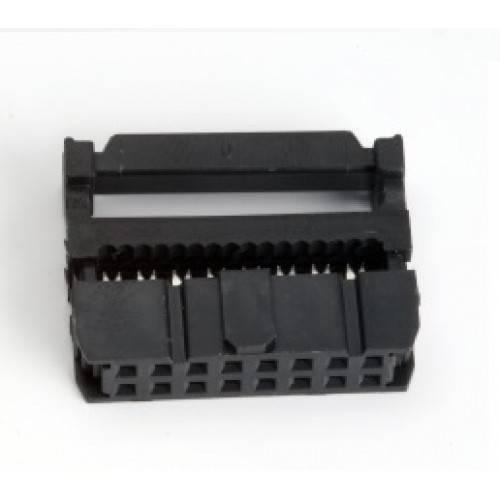 2.54mm 16 Pin Female Frc/IDC Press Mount Flat Ribbon Cable Connector - shown as a black plastic rectangular connector with a dual-row pin socket interface.