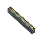 2.54mm 2* 40 Pin Female Double Row Pin Header Strip - shown as a black, rectangular plastic connector strip with two parallel rows of gold-colored pins.