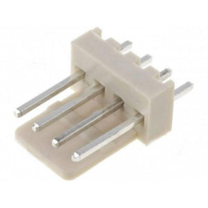 2.54mm 4-pin Male Female Connector - shown as a beige, four-pin male header connector with a plastic base and straight metal pins.
