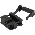 2.54mm Step 2x5 Pin 10 Pin IDC Female Connector Fc-10 - a black plastic 10-pin IDC female connector with an attached strain relief bar.
