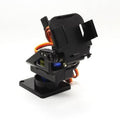 2 Axis Pan Bit Tilt Brackets For SG90 And MG90 Servo Motor - shown as a black plastic assembly with two servos and attached multi-colored wiring.