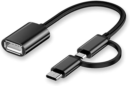 2 In 1 USB 3.0 OTG Adapter Cable Type-c Micro-USB To USB 2.0 Interface Converter For Cellphone Charging Cable Line-black - with a female USB port on one end and both a USB-C and micro-USB connector on the other.