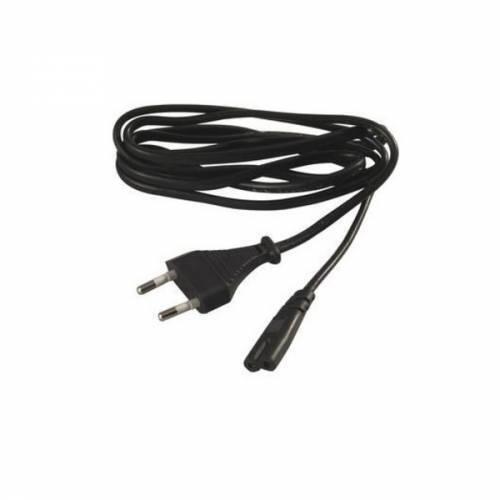 2 Pin 2.5A 250V Radio AC Power Cord Cable - a black power cable with a two-prong wall plug on one end and a two-slot female connector on the other.