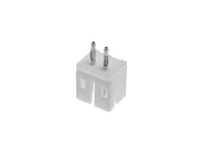 2 Pin JST Ph Connector 2.0mm Pitch - shown as a white plastic two-pin electrical connector with two vertical metal contact pins.