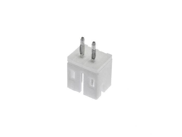 2 Pin JST Ph Connector 2.0mm Pitch - shown as a white plastic two-pin electrical connector with two vertical metal contact pins.