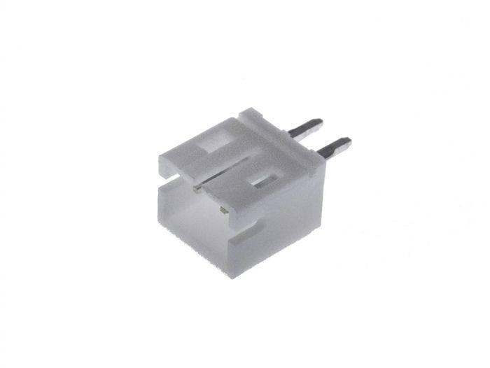 2 Pin JST Ph Connector 2.0mm Pitch - shown as a white plastic two-pin male header connector with two metal pins extending from the back.