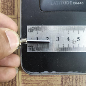 2 Position Long Toggle Switch Frsky Taranis - shown in a close-up view against a metal ruler to demonstrate its length in millimeters.