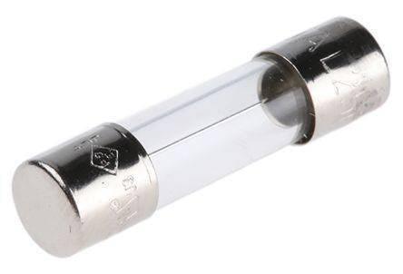 20 Amp 6x30mm 250VAC Glass Fuse - a clear cylindrical glass tube with silver-colored metal end caps.