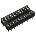 20 Pin DIP IC Socket Base Adaptor Connector - shown as a black, rectangular plastic component with two parallel rows of ten metal pins and contact slots.