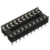 20 Pin DIP IC Socket Base Adaptor Connector - shown as a black, rectangular plastic component with two parallel rows of ten metal pins and contact slots.