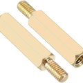 20+5mm M3X25MM Male To Female Hex Thread Standoff PCB Pillar Brass Spacer - two gold-colored metal hexagonal standoffs with threaded ends.