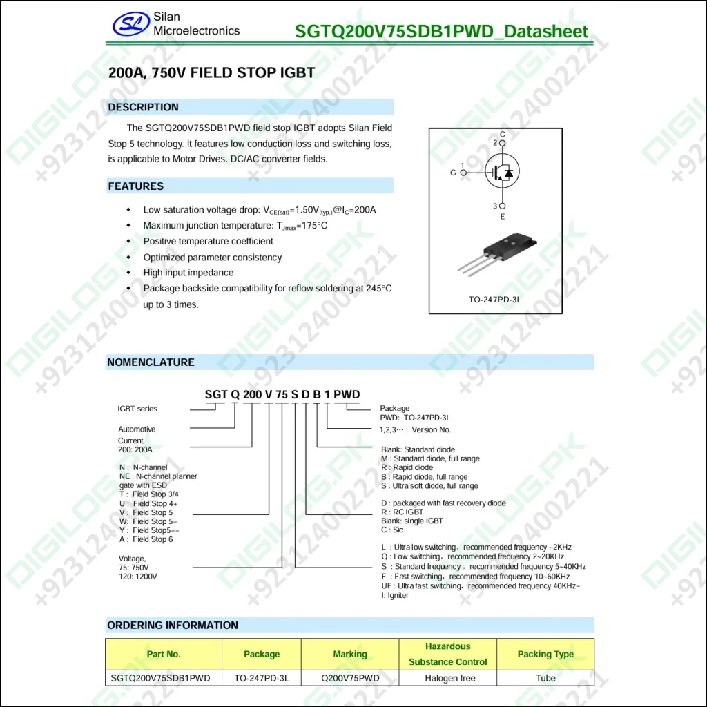 Siliconix IGBT datasheet with technical specifications and diagrams