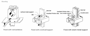 200A Ct 200amp Current Transformer 200A/5A - shown in a technical diagram illustrating three different methods for mounting the device onto bus bars.