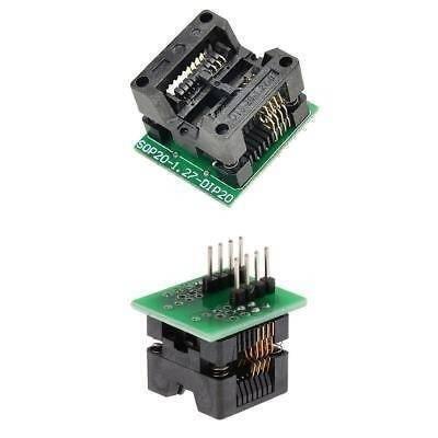 200mil SOP8 Socket To DIP8 IC Programmer Adapter Soic8 EEPROM Flash - two views of a green circuit board with a black socket and pin connectors.