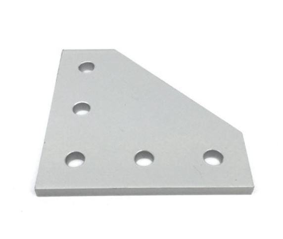 2020 90 Degree l Type Aluminum Profile Connector Joint Plate Corner Bracket For Aluminum Profile - a silver-colored, triangular metal bracket featuring five circular mounting holes.