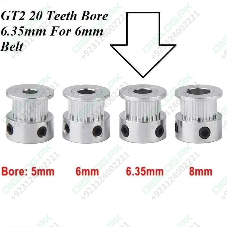 GT2 20 Teeth Timing Pulley Bore 6.35mm Shaft Aluminum