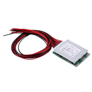 20A 16S 60V BMS 18650 Lithium Li Polymer Protection Board BMS With Heatsink For E-bike Electric Scooter - a rectangular circuit board with a silver heatsink and a bundle of red and black wires.
