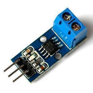 20A Range Current Sensor Module ACS712 - a blue PCB with a two-pin screw terminal block at one end and a three-pin header at the other.