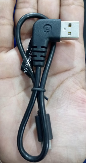 20cm High Quality Micro USB Cable For Programming Nodemcu Wemos D1 ESP32 - a black USB-A to micro-USB cable with a right-angle connector held in a hand.