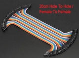 20cm Hole To Hole Jumper Wire Dupont Line 40 Pin Arduino Jumper Wires Female To Female - a multi-colored ribbon cable with female connectors.