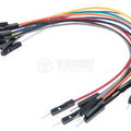 20cm Pin To Hole 1 Pin Jumper Wire Dupont Line Arduino Male To Female - a bundle of multi-coloured wires with black male pins on one end and female connectors on the other.