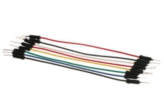 20cm Pin To Pin 1 Pin Jumper Wire Dupont Line Arduino Male To Male - a set of six multi-coloured male-to-male jumper wires with black connectors.